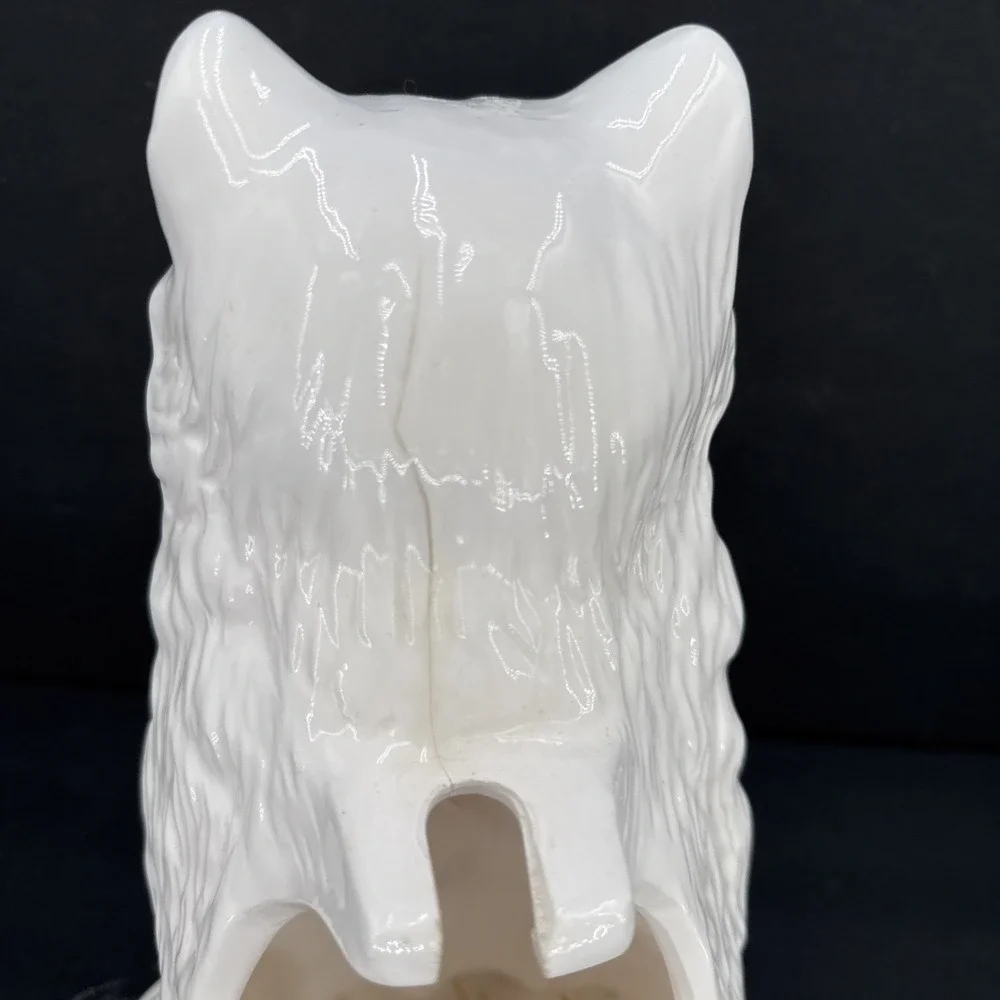 Vintage Ceramic Cat Toilet Brush Holder Organizer White Kitty 11